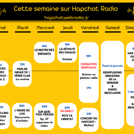 Programme de la semaine