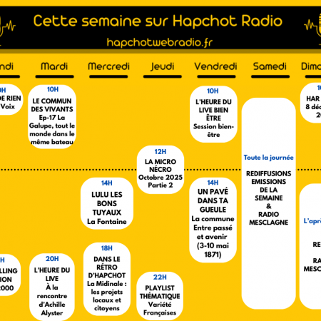 Programme de la semaine